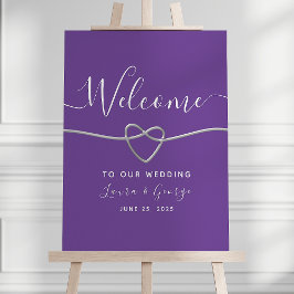 Poster Placa de Boas-Vindas de Casamento em Prata Moderna
