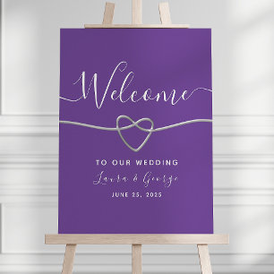 Poster Placa de Boas-Vindas de Casamento em Prata Moderna
