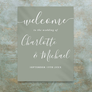 Poster Placa de Boas-Vindas de Casamento em Rotulo de Cor