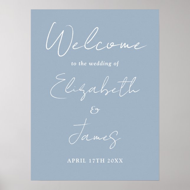Poster Placa de Boas-Vindas de Casamento em Script Minima (Frente)