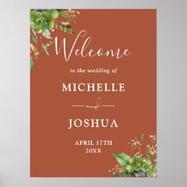 Poster Placa de Boas-Vindas de Casamento em Terracota Flo