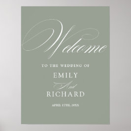 Poster Placa de Boas-Vindas de Casamento em Verde Sage co