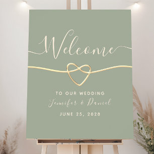 Poster Placa de Boas-Vindas de Casamento em Verde Sage Mo