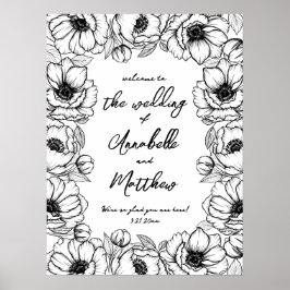 Poster Placa de Boas-Vindas de Casamento Floral Caprichos