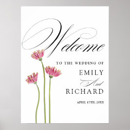 Poster Placa de Boas-Vindas de Casamento Floral com Letra