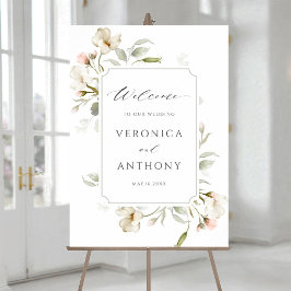Poster Placa de Boas-Vindas de Casamento Floral Elegante