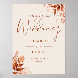 Poster Placa de Boas-Vindas de Casamento Floral Rústico d