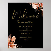 Placa de Boas-Vindas de Casamento Floral Rústico P
