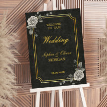 Placa de Boas-Vindas de Casamento Gótico Elegante