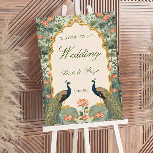 Poster Placa de Boas-Vindas de Casamento Indiana de Luxo