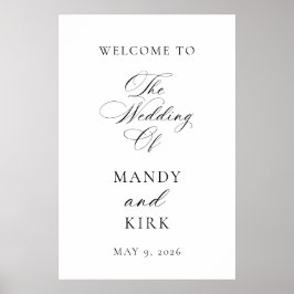 Poster Placa de Boas-Vindas de Casamento Minimalista Eleg