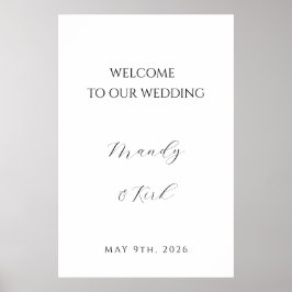 Poster Placa de Boas-Vindas de Casamento Minimalista | Pe