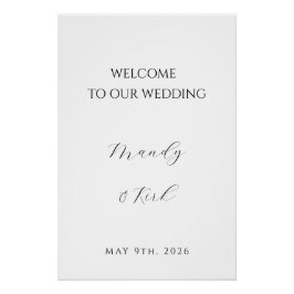 Póster Placa de Boas-Vindas de Casamento Minimalista | Pe