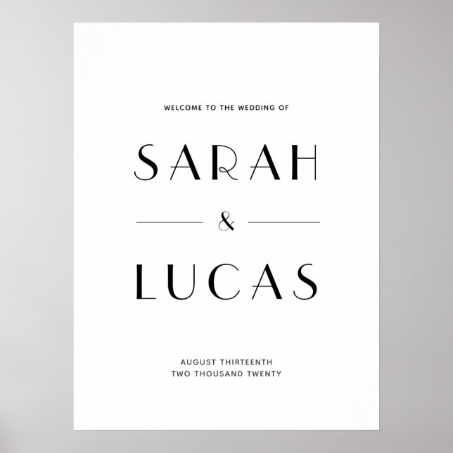 Poster Placa de Boas-Vindas de Casamento Moderna (Frente)
