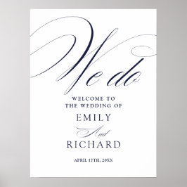 Poster Placa de Boas-Vindas de Casamento Navy Blue We Do