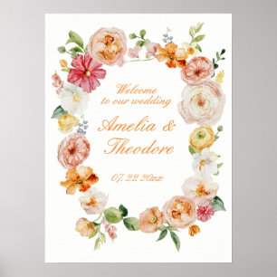 Poster Placa de Boas-Vindas de Casamento no Jardim de Ran