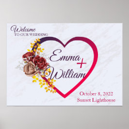 Poster Placa de Boas-Vindas de Casamento Personalizada