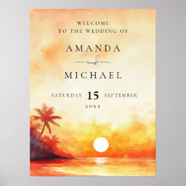 Poster Placa de Boas-Vindas de Casamento Pôr do Sol na Pr