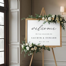 Poster Placa de Boas-Vindas de Casamento Preta e Branca M
