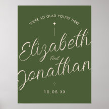 Placa de Boas-Vindas de Casamento Retro Verde Oliv