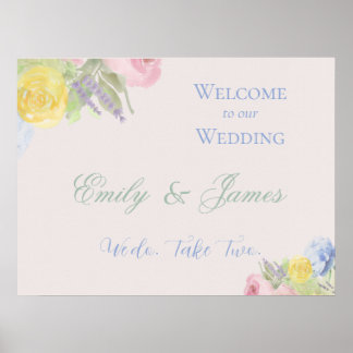 Poster Placa de Boas-Vindas de Casamento Romântico