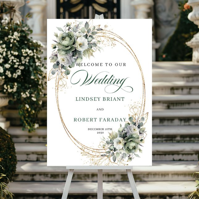 Poster Placa de Boas-Vindas de Casamento Rústico Eucalipt (Rustic Eucalyptus Boho Wedding Welcome Sign)