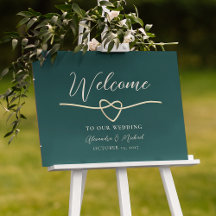 Placa de Boas-Vindas de Casamento Verde Esmeralda