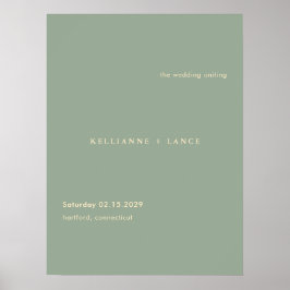 Poster Placa de Boas-Vindas de Casamento Verde Sage Moder