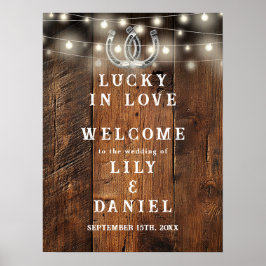 Poster Placa de Boas-Vindas de Casamento Western Cavalos