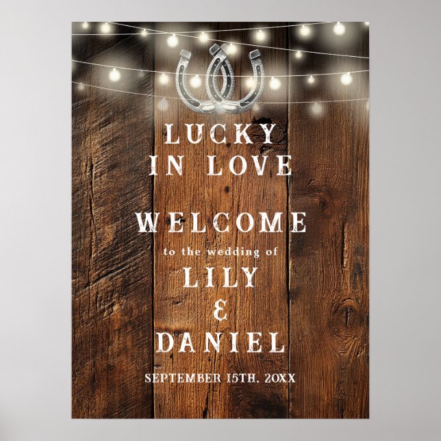 Poster Placa de Boas-Vindas de Casamento Western Cavalos  (Frente)