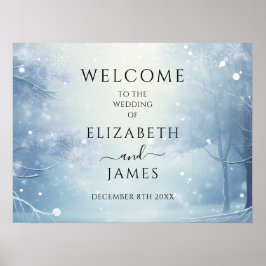 Poster Placa de Boas-Vindas de Casamento Winter Wonderlan