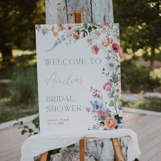 Poster Placa de Boas-Vindas de Chá de Noiva Floral Flor S