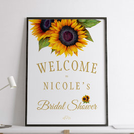 Poster Placa de boas-vindas de chá de panela de girassóis