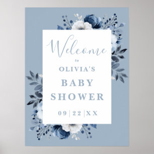 Poster Placa de Boas-Vindas de Chuvada de Bebê Floral Cou