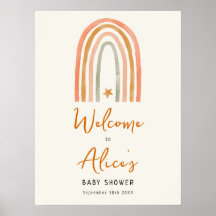 Placa de Boas-vindas de Chuvaveiro Boho Arco-íris 