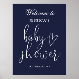 Poster Placa de Boas-Vindas de Chuveiro de Bebê Azul-Mari