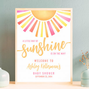 Poster Placa de Boas-Vindas de Chuveiro de Bebê Rosa Bril
