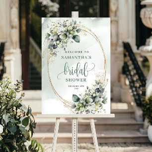 Poster Placa de Boas-Vindas de Chuveiro de Noiva com Aqua