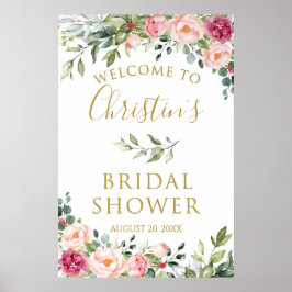 Poster Placa de Boas-Vindas de Chuveiro de Noiva com Flor