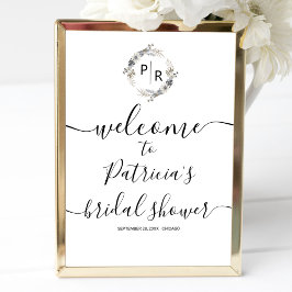 Poster Placa de Boas-Vindas de Chuveiro de Noiva com Mono