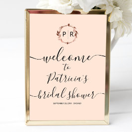 Poster Placa de Boas-Vindas de Chuveiro de Noiva com Mono