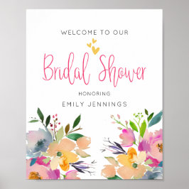 Poster Placa de Boas-Vindas de Chuveiro de Noiva Floral A