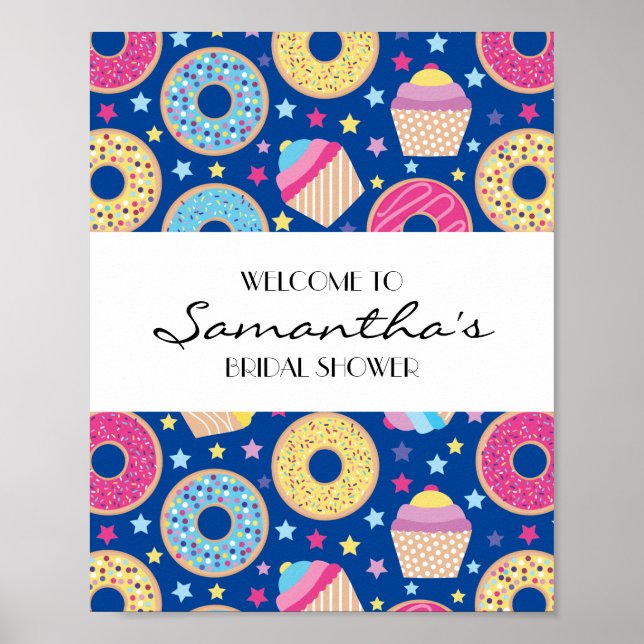 Poster Placa de Boas-Vindas de Cupcakes & Donuts (Frente)