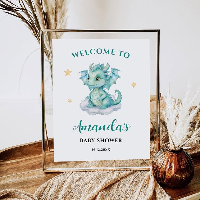 Poster Placa de Boas-Vindas de Dragão Bebê Fofo (Criador carregado)