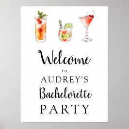 Poster Placa de Boas-Vindas de Drinks de Coquetel para De