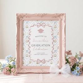 Poster Placa de Boas-Vindas de Formatura com Flores Silve