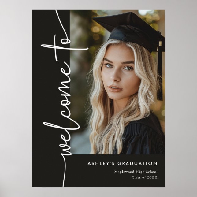 Poster Placa de Boas-Vindas de Formatura com Foto Preta M (Frente)