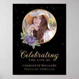 Poster Placa de Boas-Vindas de Foto de Funeral Dourado Ro