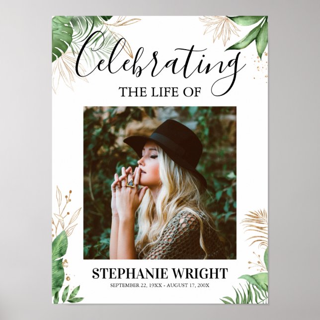 Poster Placa de Boas-Vindas de Funeral Botânico Celebraçã (Frente)