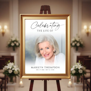 Poster Placa de Boas-Vindas de Funeral com Foto de Celebr